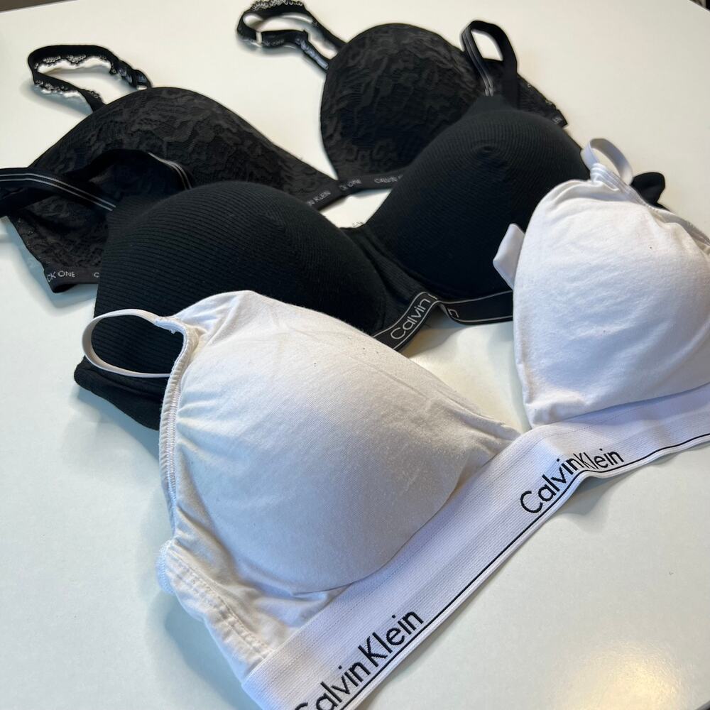 Calvin Klein Womens 3-Pack Bundle Bras Padded Wireless Effortless Casual Size XL